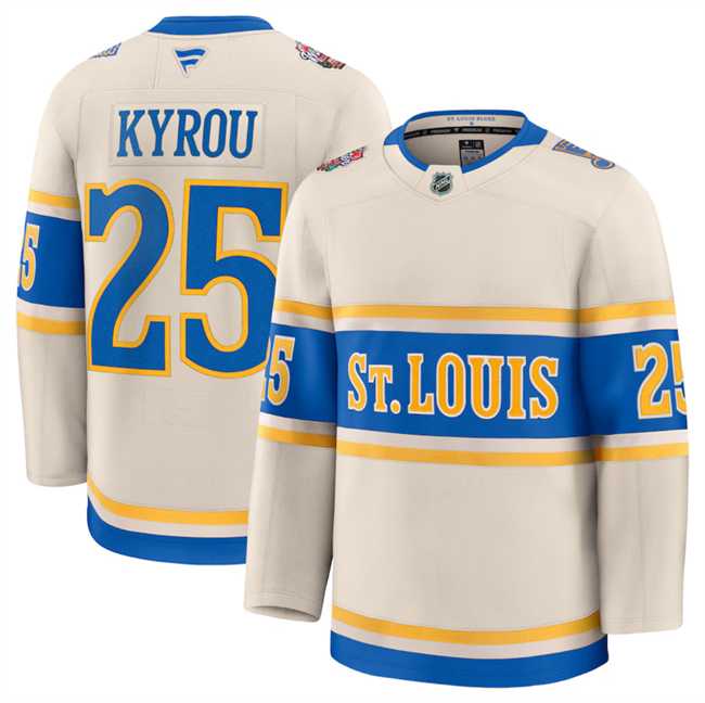 Mens St. Louis Blues #25 Jordan Kyrou Cream 2024-25 Winter Classic Stitched Hockey Jersey Dzhi